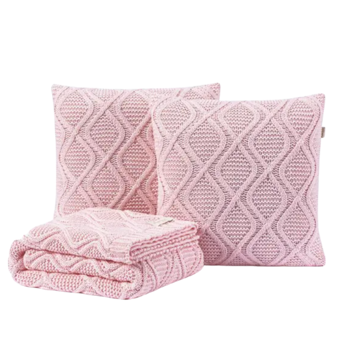 Kit Peseira Manta Cama King Sala Sofa 260x60cm + 2 Capas de Almofada Trico Toquio