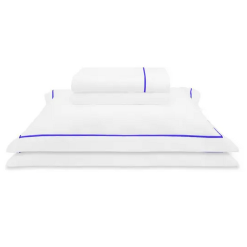 Jogo De Cama King 300 Fios Lio - Kacyumara Branco/Marinho