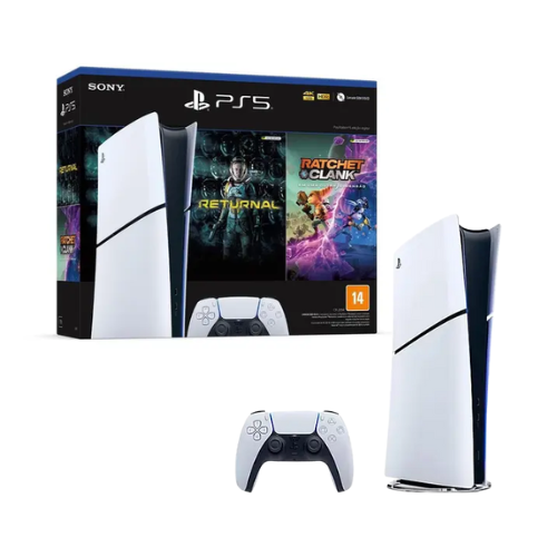 Console PlayStation 5 Slim Sony, SSD 1TB, Edição Digital, Com Controle Sem Fio DualSense, Branco + 2 Jogos Digitais - 1000038914