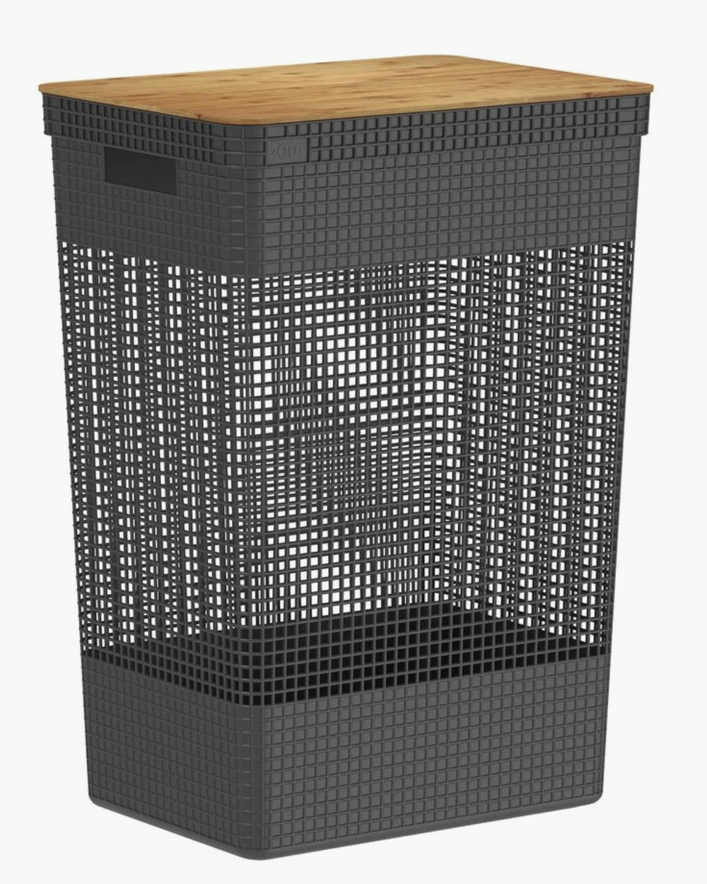 Cesto de Roupas com Tampa de Bambu Grid Ou 49 Litros